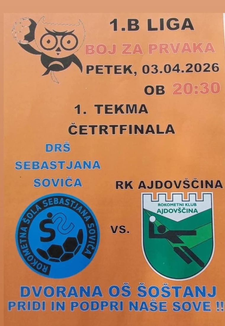 1. četrtfinalna rokometna tekma  med ekipama DRŠSS in RK Ajdovščina