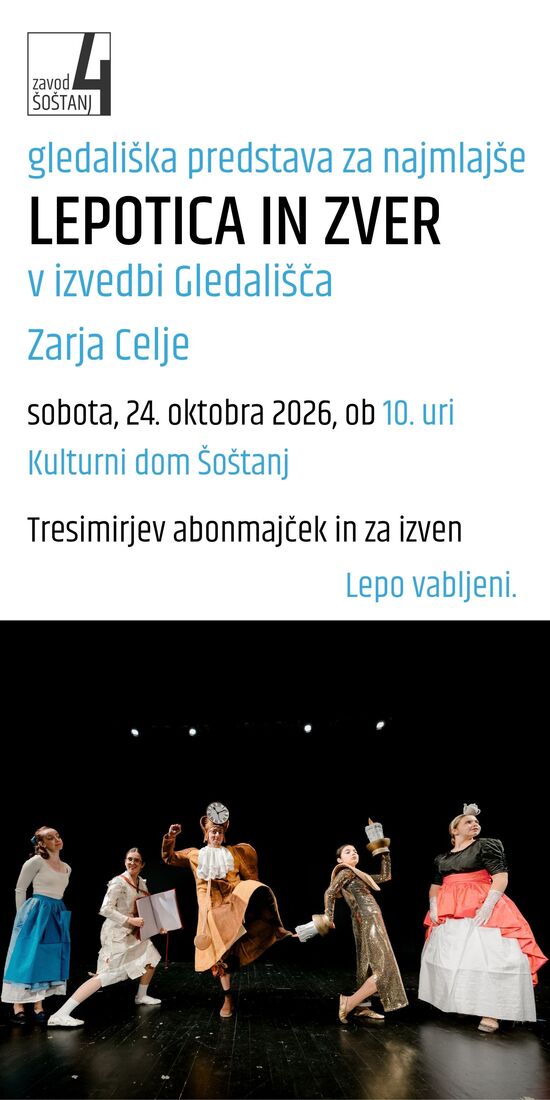 Lepotica in zver, gledališka predstava za najmlajše v izvedbi Gledališča Zarja iz Celja